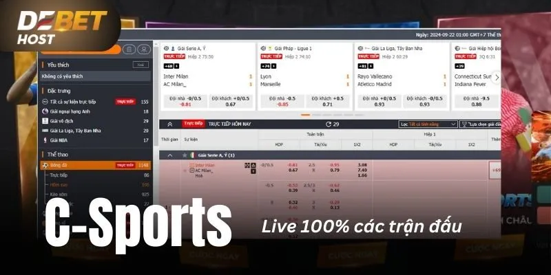 C-Sports live 100% các trận đấu đang hot 